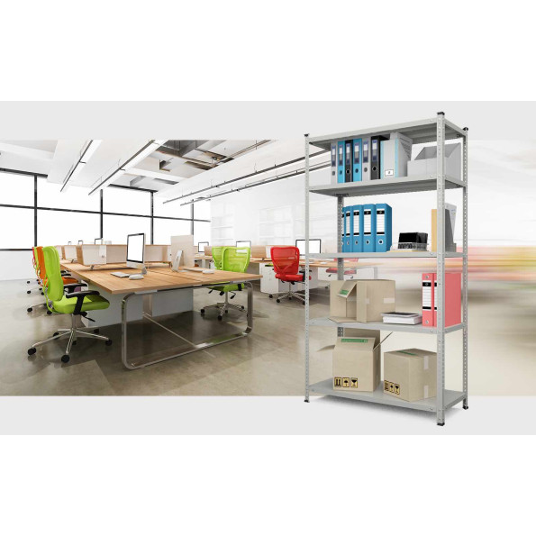 Стеллаж металлический 200х90х30 см СЕРЫЙ 4 полки АНКОР-ПРО для магазина, дома, архива -
                                                        Фото 7